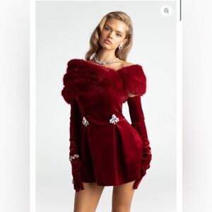Nana Jacqueline Simone Velvet Red Dress Size S